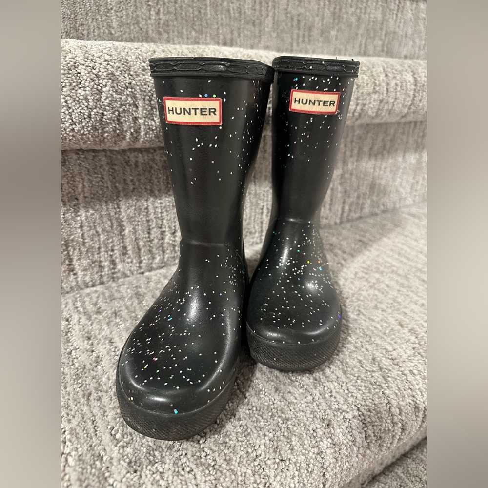 Hunter Classic glitter Black rain boots